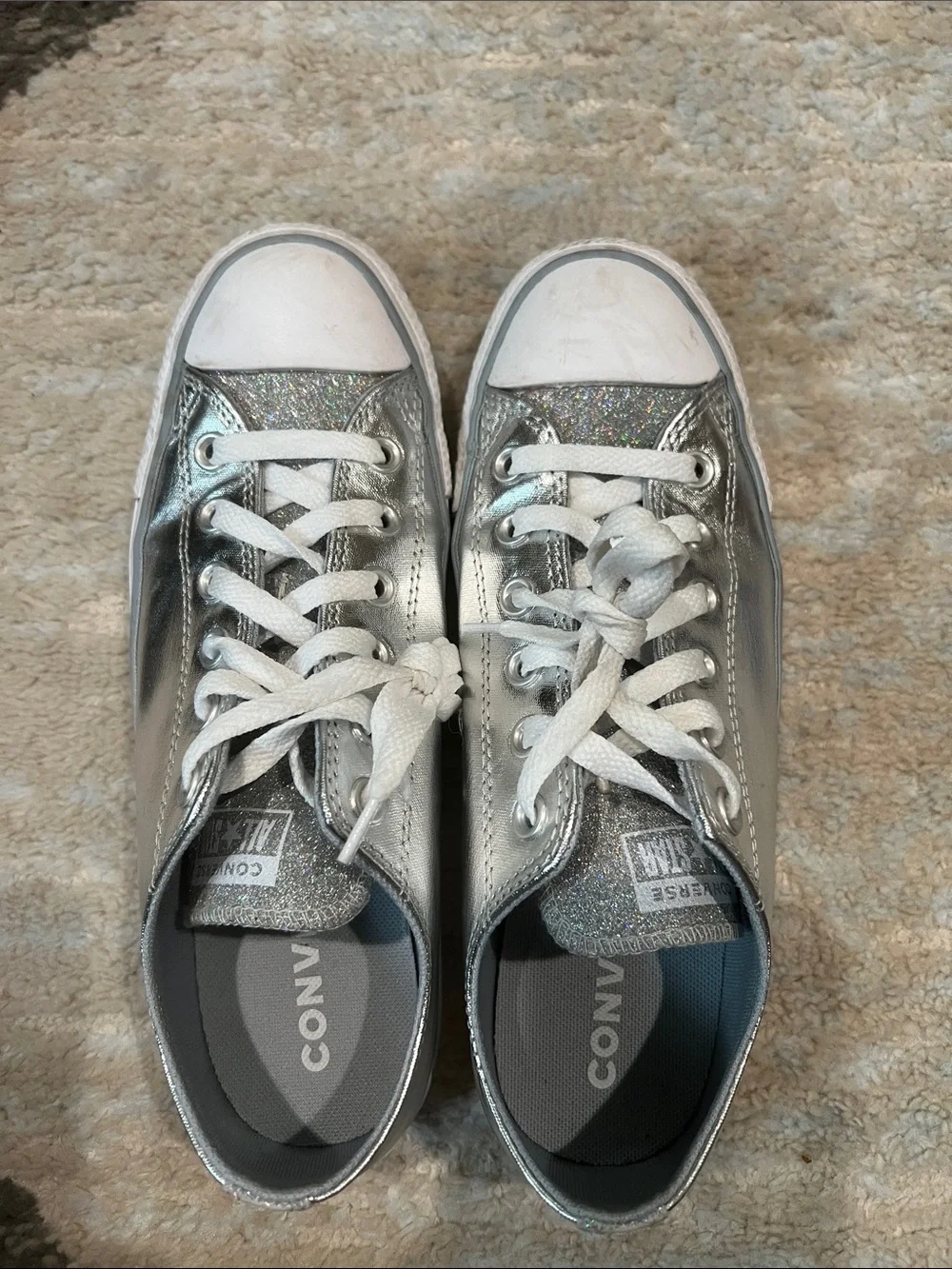 Converse Metallic Silver Low Top Sneakers